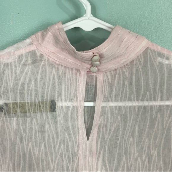 House of Harlow 1960 X Revolve Elise Blouse Sz M Sheer Pink Fairy - Picture 12 of 13